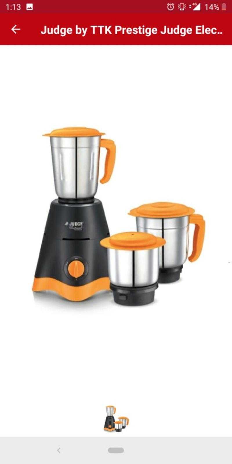 Judge by TTK Prestige Mixer Grinder JEMG 102 550 watts 50102