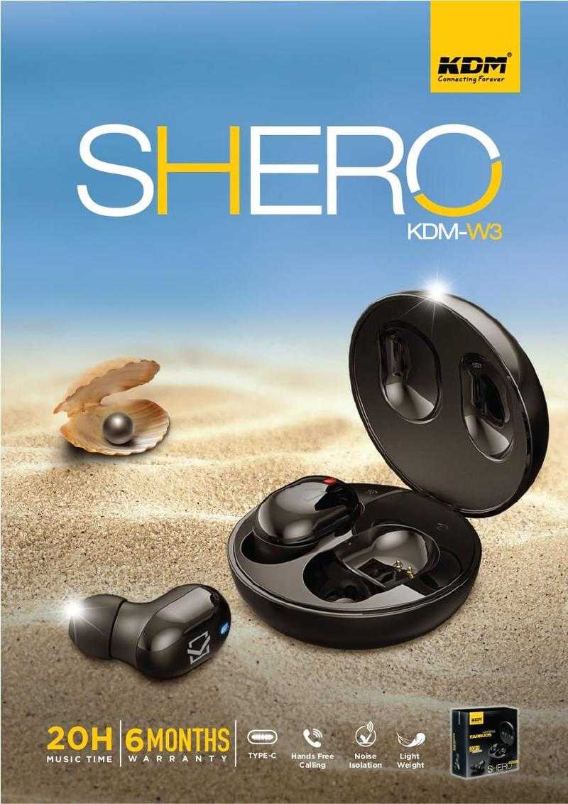 KDM Shero W3 Wireless Bluetooth In the Ear With mic Yes
