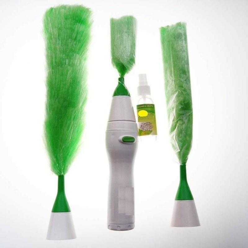 Electronic Motorized Hand-Held Feather Spin Cleaning Brush Set