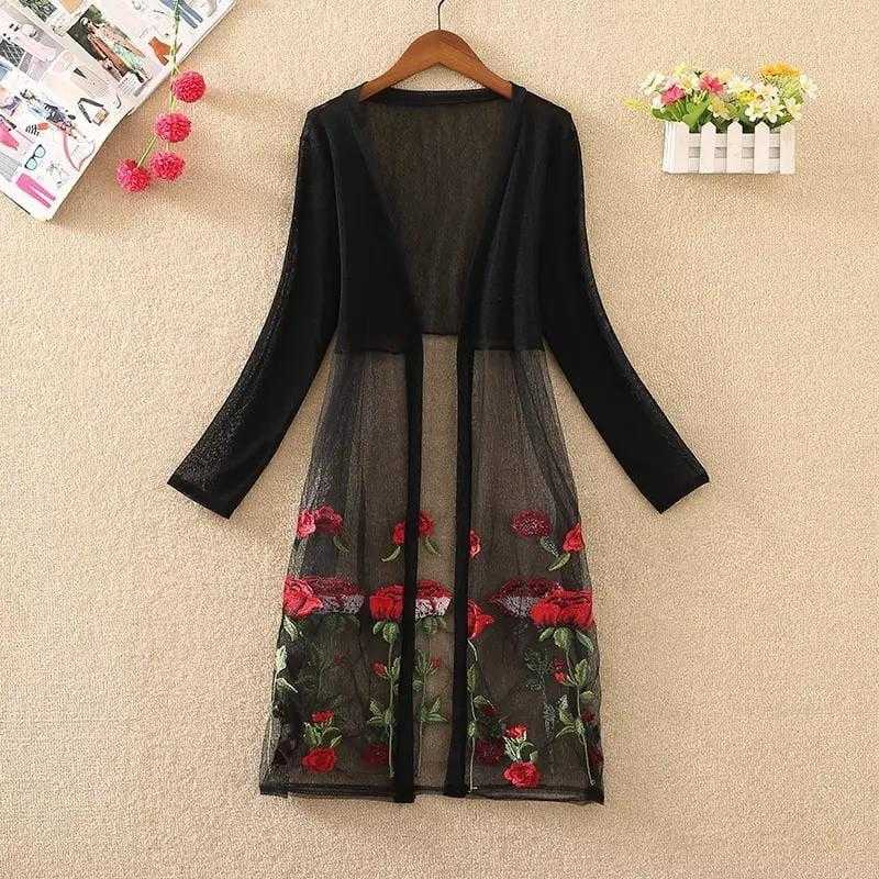 Long net embroidered shrug new arrivals