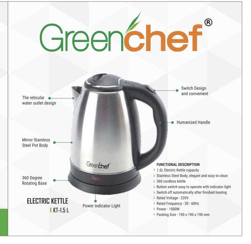 Greenchef KT 1.5 1500 W Stainless Steel Electric Kettle 1.5 L