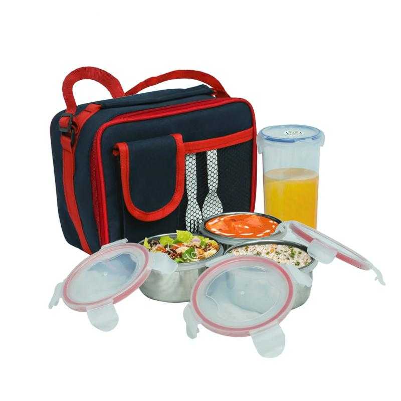 Topware Combi Meal Stainless Steel Lunch Box (4 Containers, 300 ml +300 ml  + 300 ml + 250 ml) Set Of 6