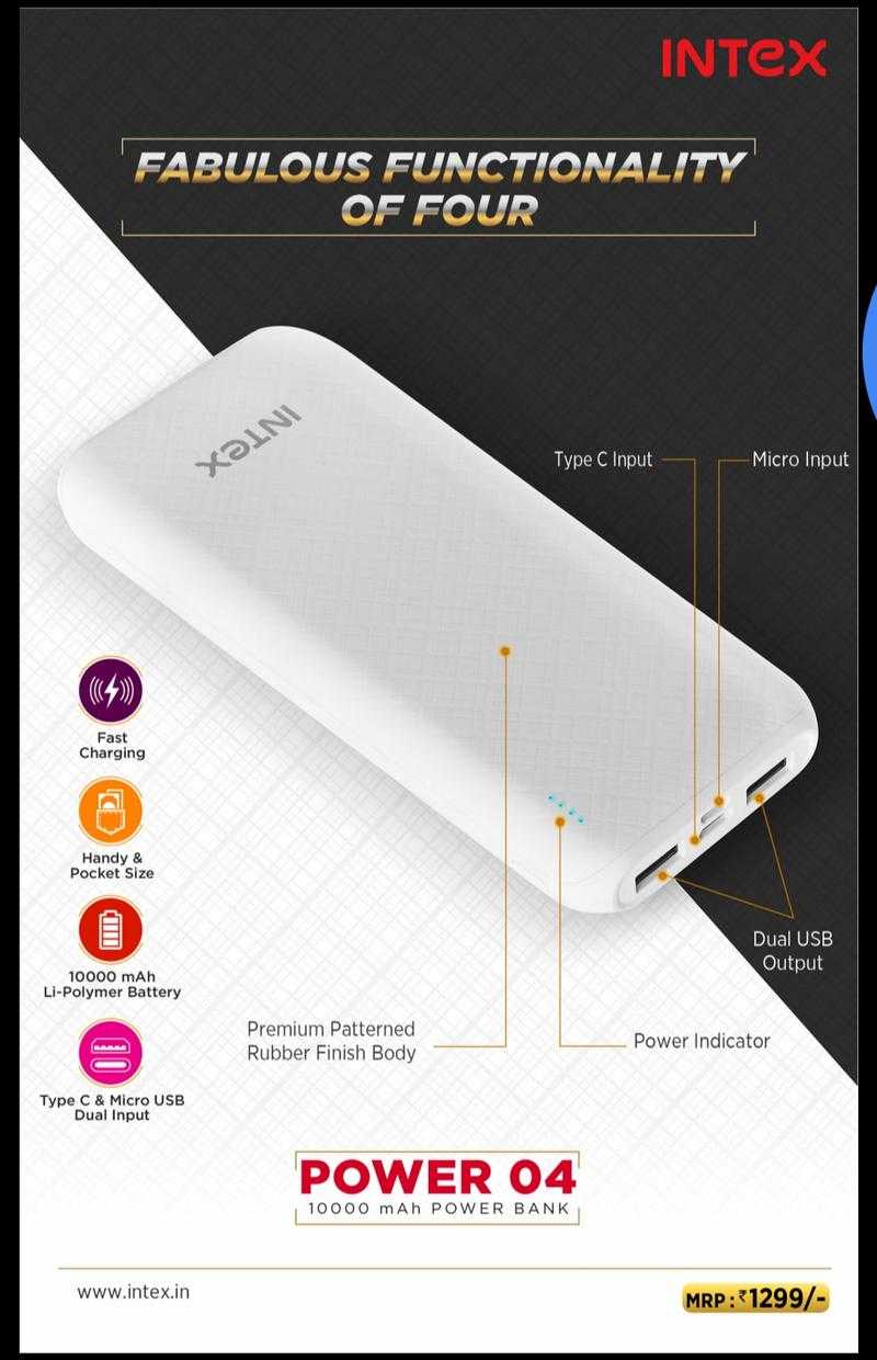 Intex 10000 mAh Power Bank Black White Udaan B2B Buying for