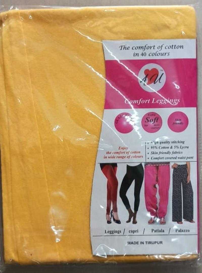 4U Pure Cotton 2-Way Normal Cut Solid / Plain Churidar Legging for Women