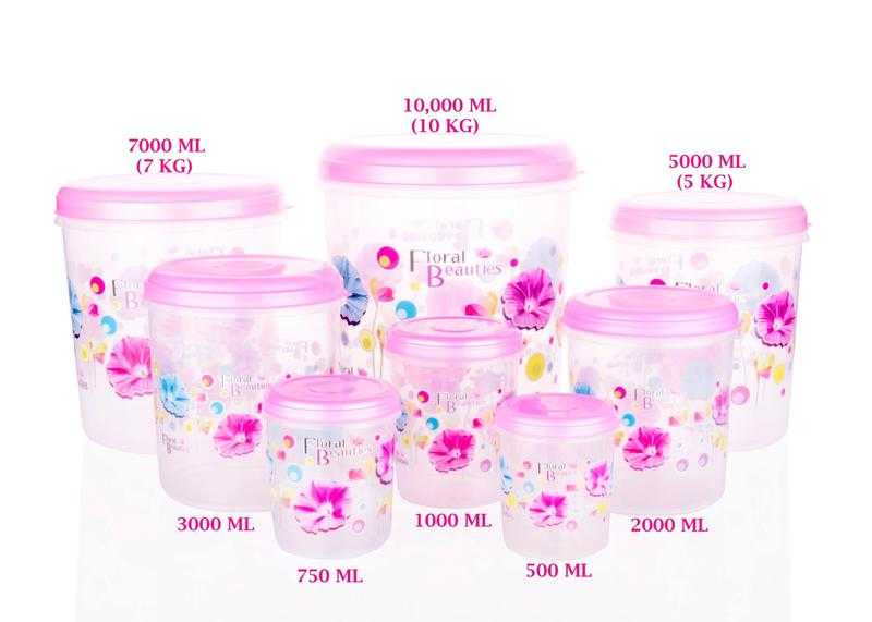 Plastic 5,7 & 10kg Big Container Set, 10000 mL