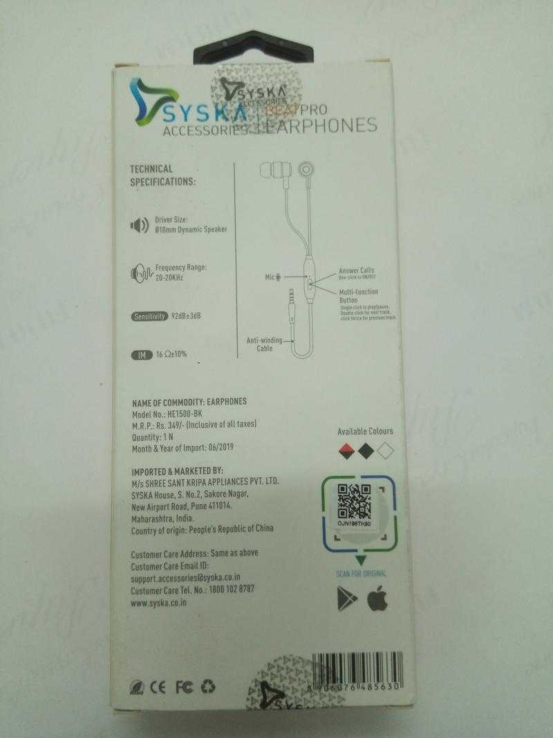 Syska He1500 Beat Pro Earphones Black Udaan B2B Buying for