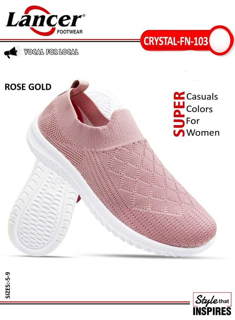 Lancer Crystal FN 103 R GOLD Knitted Sports Wear Running Shoes