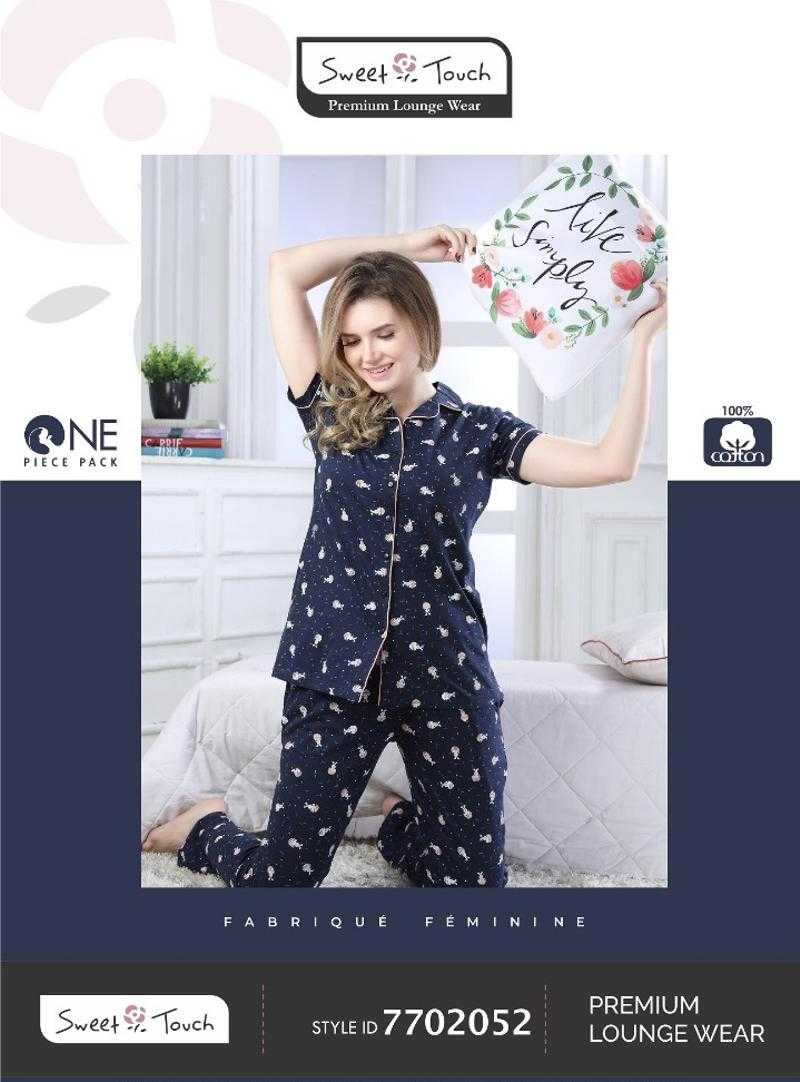 Sweet Touch Cotton Half Sleeves Printed Night Suit for Women