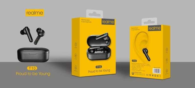 Realme T10 Wireless Bluetooth In the Ear With mic Yes Black