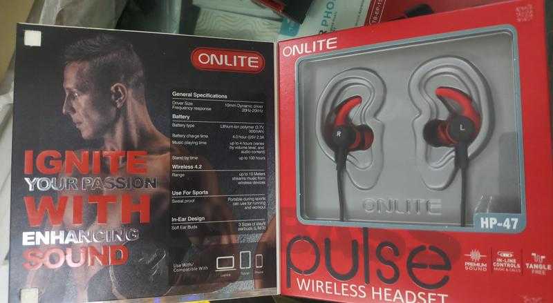 Onlite HP 47 Pulse Bluetooth Headset With Premium Sound. With FREE