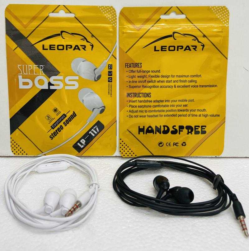 LEOPAR LP 117 Wired In the Ear With mic Yes Black White