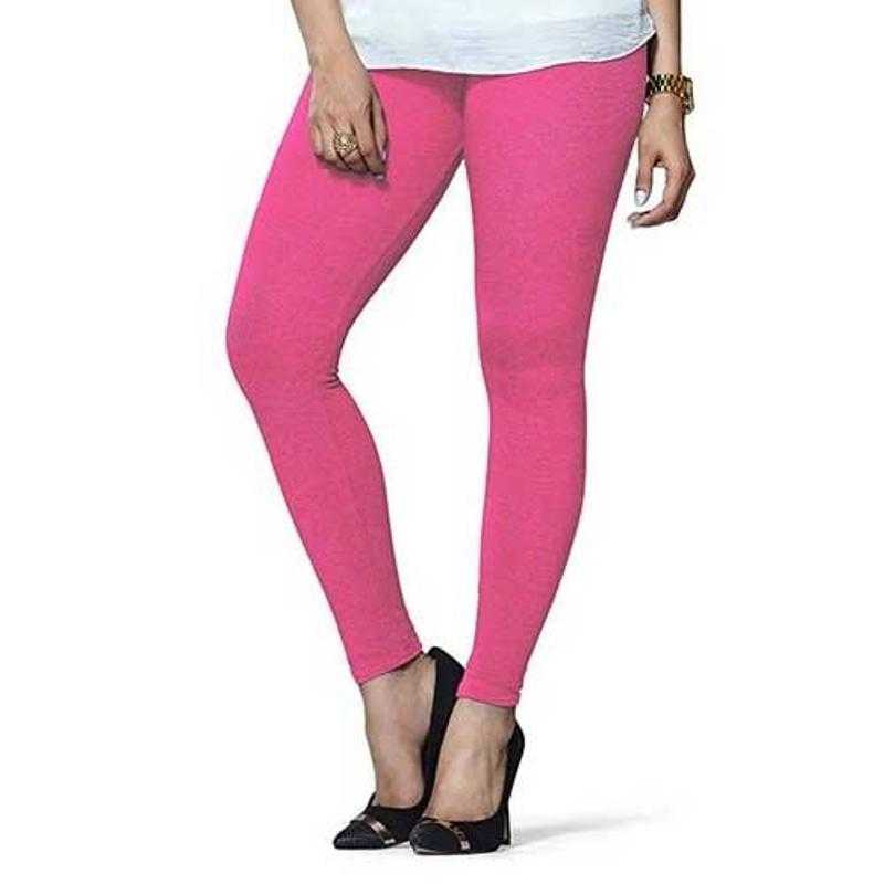 Lyra Women Solid Premium Cotton Ankle Length Mid Waist Leggings Pink