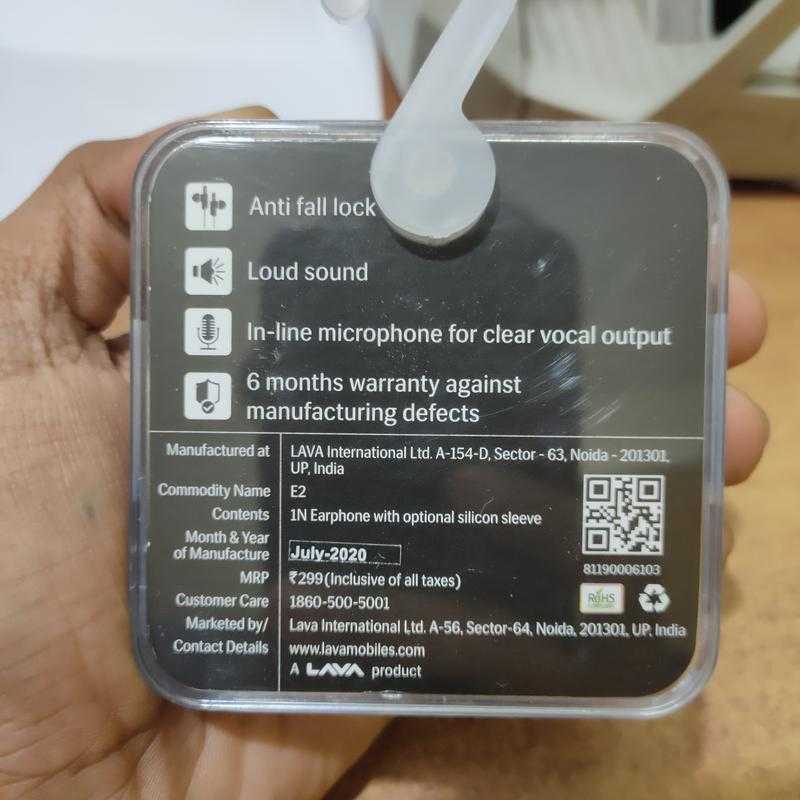 Lava e2 sales earphone price