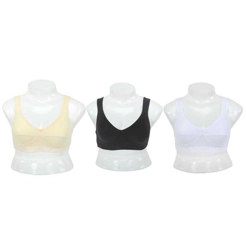 Aimly Women's Cotton Non-Padded Non-Wired Ful Coverage Sports Bra 28 White  Beige BlackPack of 3 : : Fashion