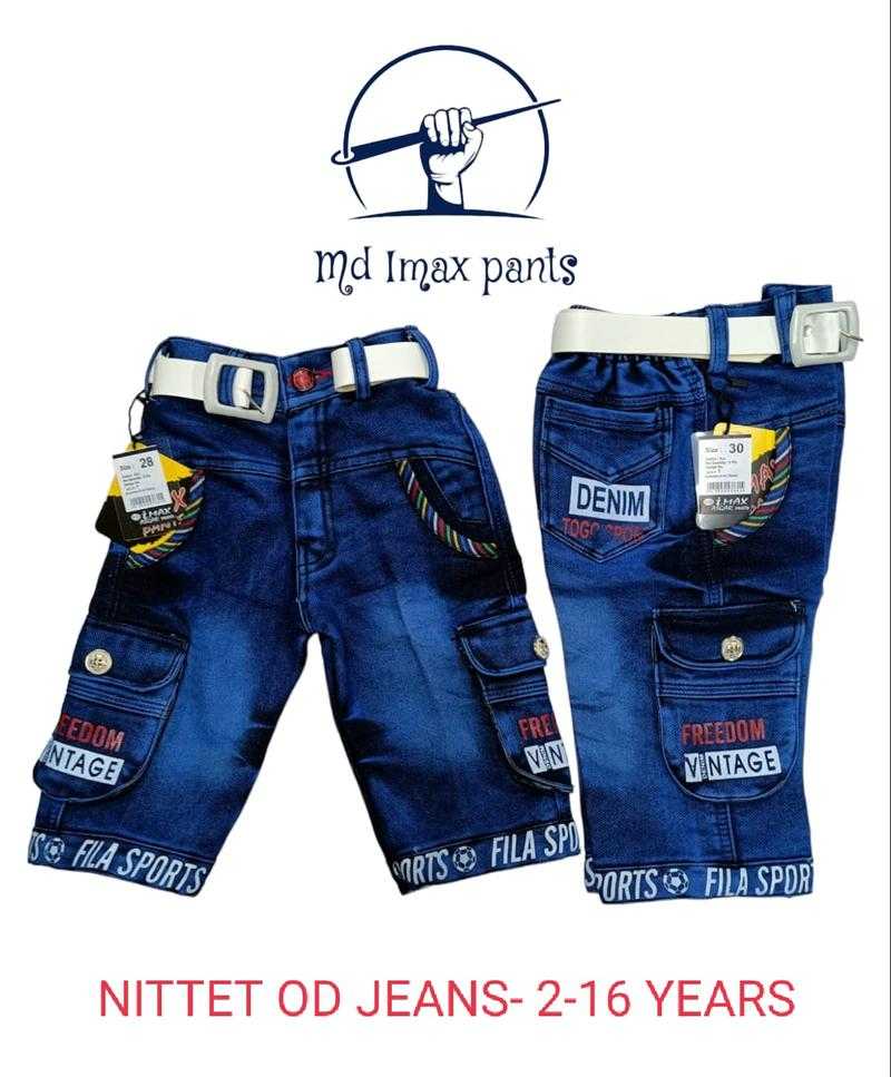 MD iMAX PANTS Denim Cargo Capri for Boys Set Of 12, NITEET OD JEANS CAPRI  BF(26-36)12A95