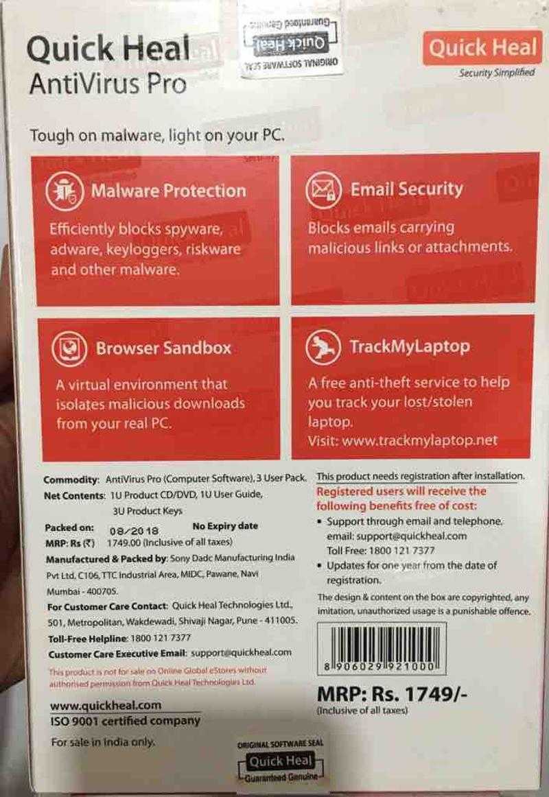Quickheal Antivirus Pro 3 Pc- 1 Year(Lr3) | Udaan - B2B ...