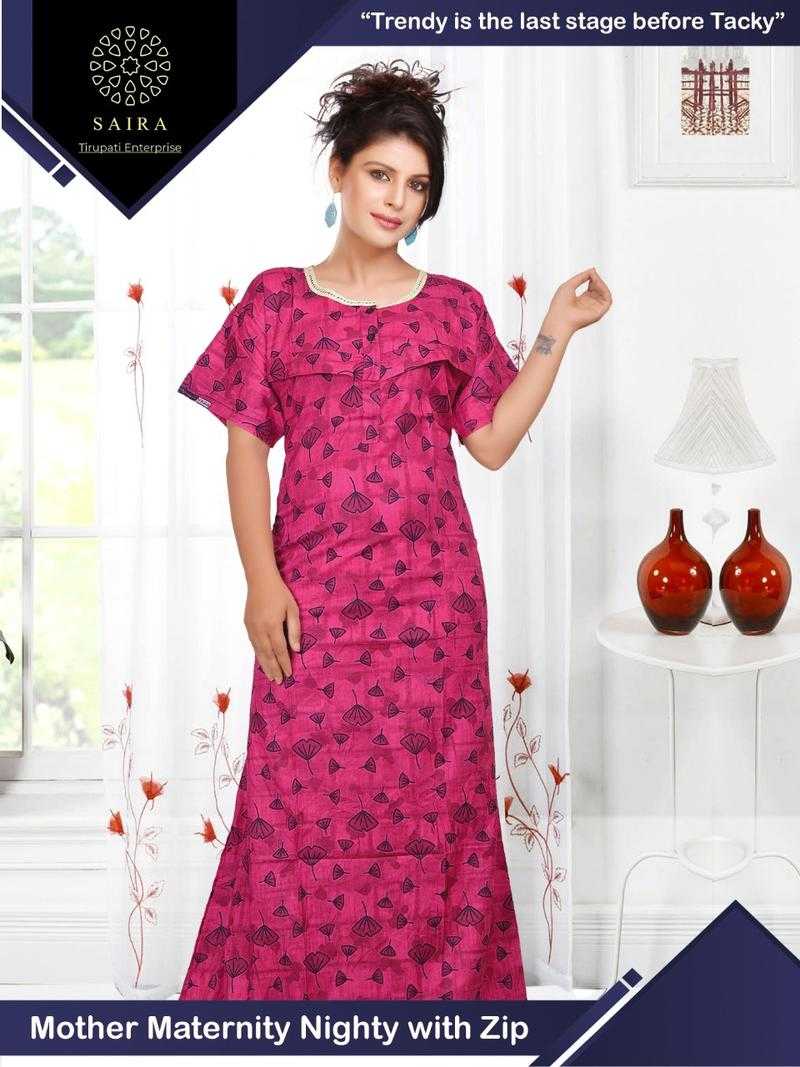 Tirupati Mother Nighty Brasso Cotton for Women Printed Night
