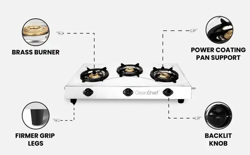 Greenchef gas hot sale stove 3 burner