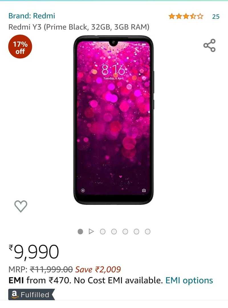 Redmi y3 3gb 32 discount